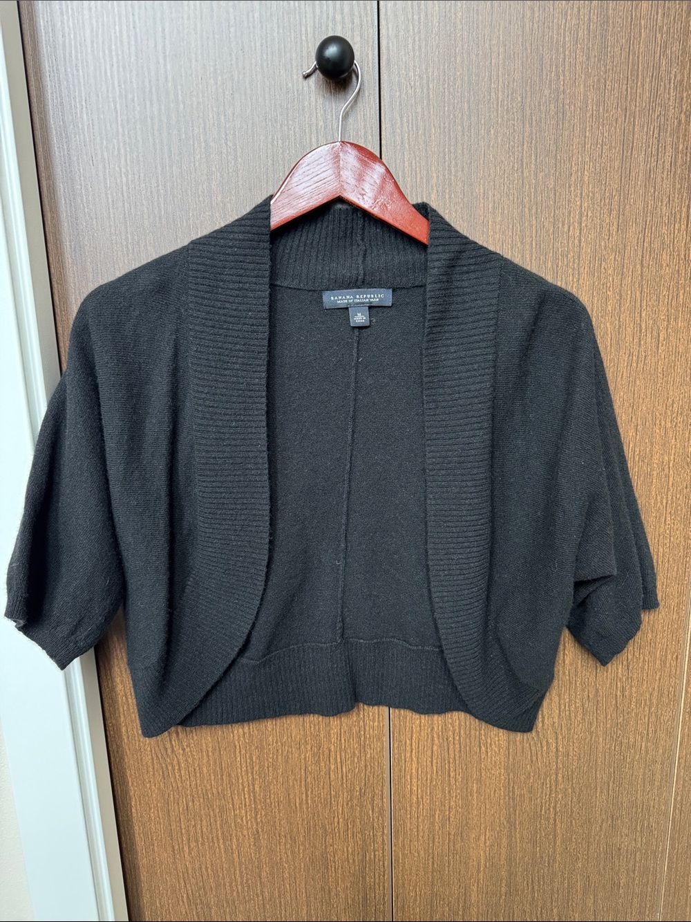 Banana Republic Black Short-Sleeve Open Front Shrug Cardigan
